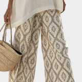 Boho Chic Daisy Szett: Hosszú blúz és nyomott nadrág egyedi stílusért